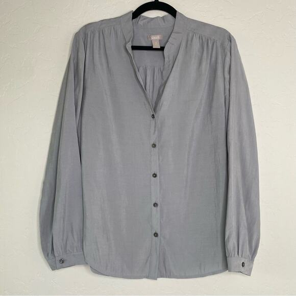Chico's Gray Soft Button Up Blouse 2 Large - Picture 10 of 10